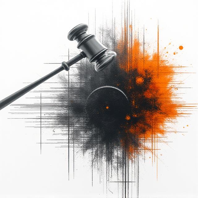 Abstrakte Darstellung von Recht und Technik in der Industrie